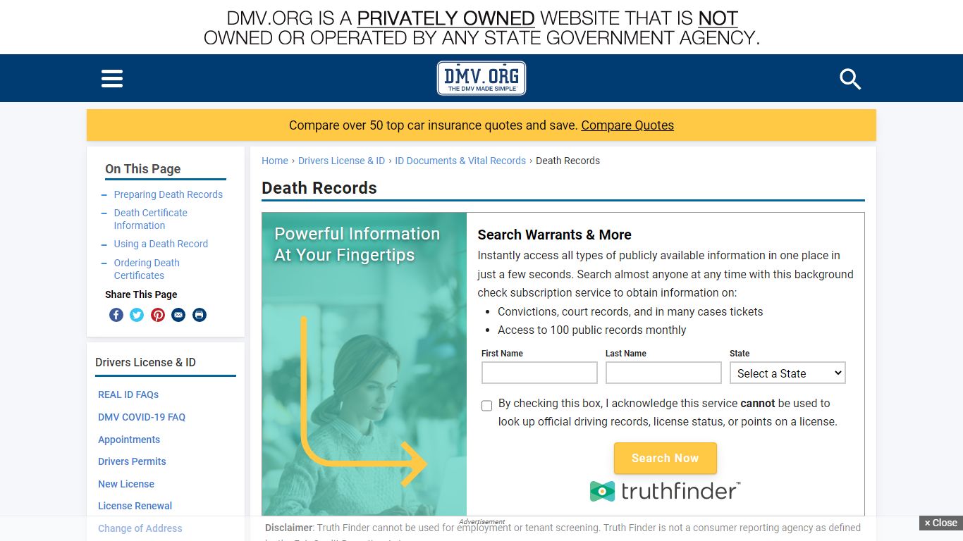 Death Records | DMV.ORG